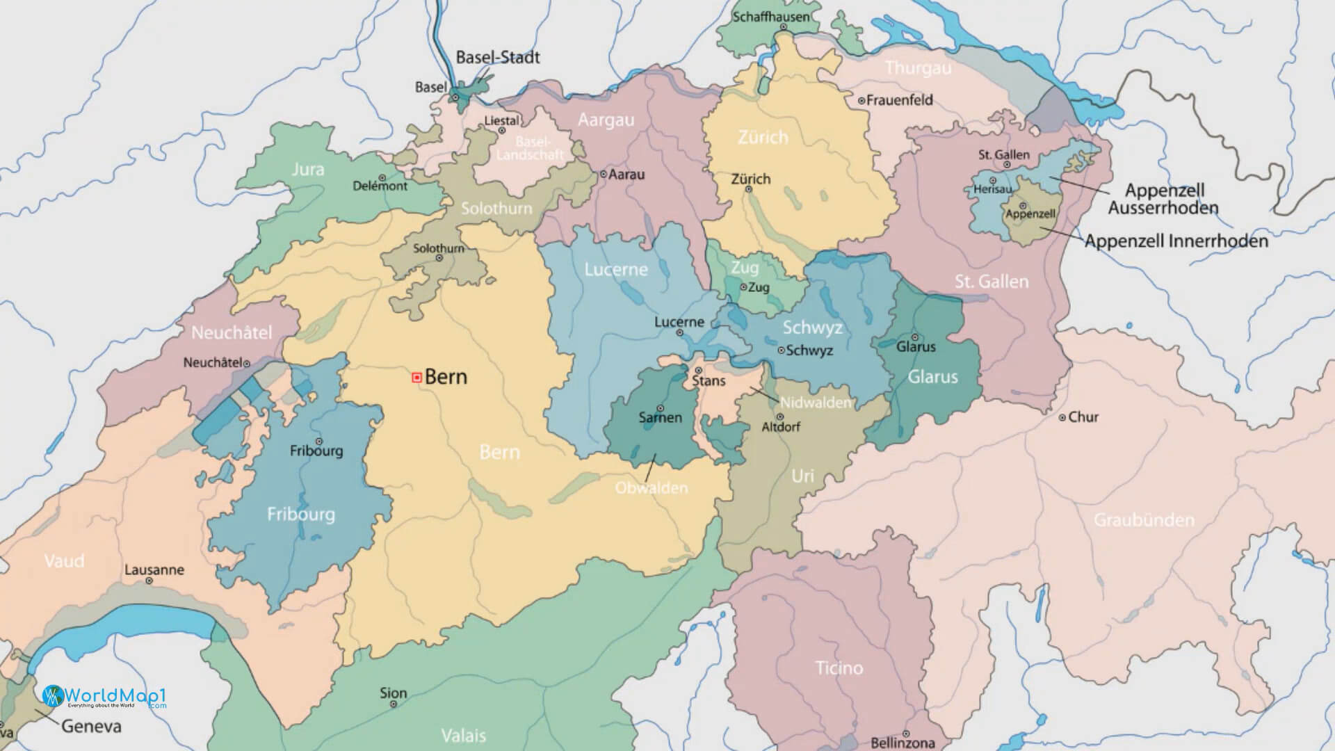 Switzerland Country Map with National Border